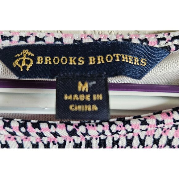 Brooks Brothers Woman Size M Geometric Print Dress Lined Side Ruching  Classic - Picture 4 of 6